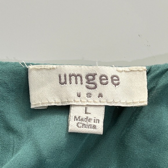 Umgee Floral Embroidered Mini Dress Tunic Womens Sz L Green Boho Garden Wedding - Picture 3 of 11